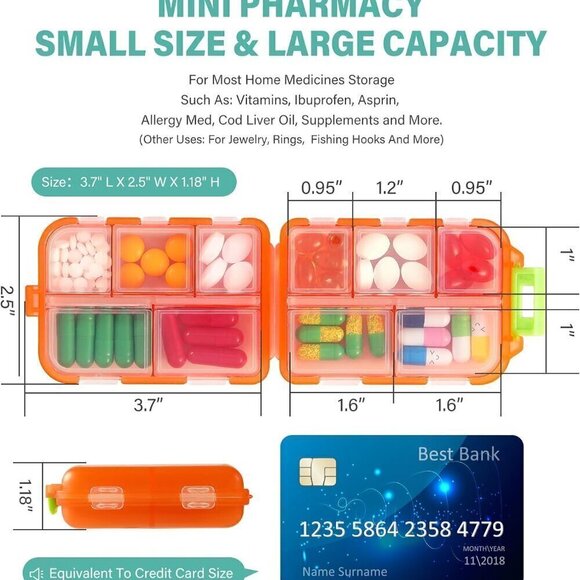 Travel Pill Organizer w Labels & 1 Drawstring Pouch (PEACH) / BRAND NEW SEALED. - Picture 3 of 8